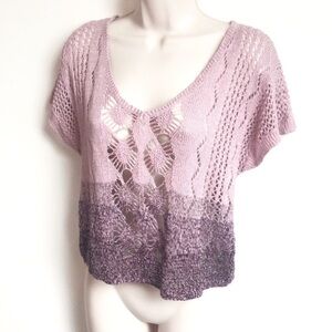 🆕 Cropped knit short sleeve v neck sweater top